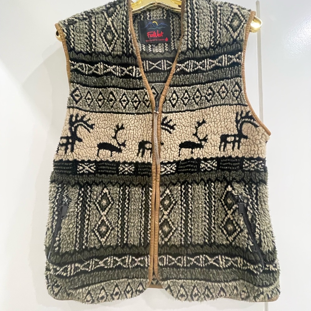 Black and Cream Patterned Vest